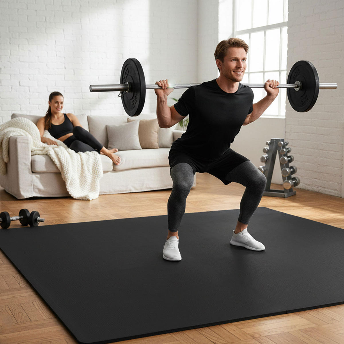 BODENSCHUTZMATTE 30x30x1 cm, Schwarz, 9er Set - Schwarz, Kunststoff (30/30cm) - eyepower