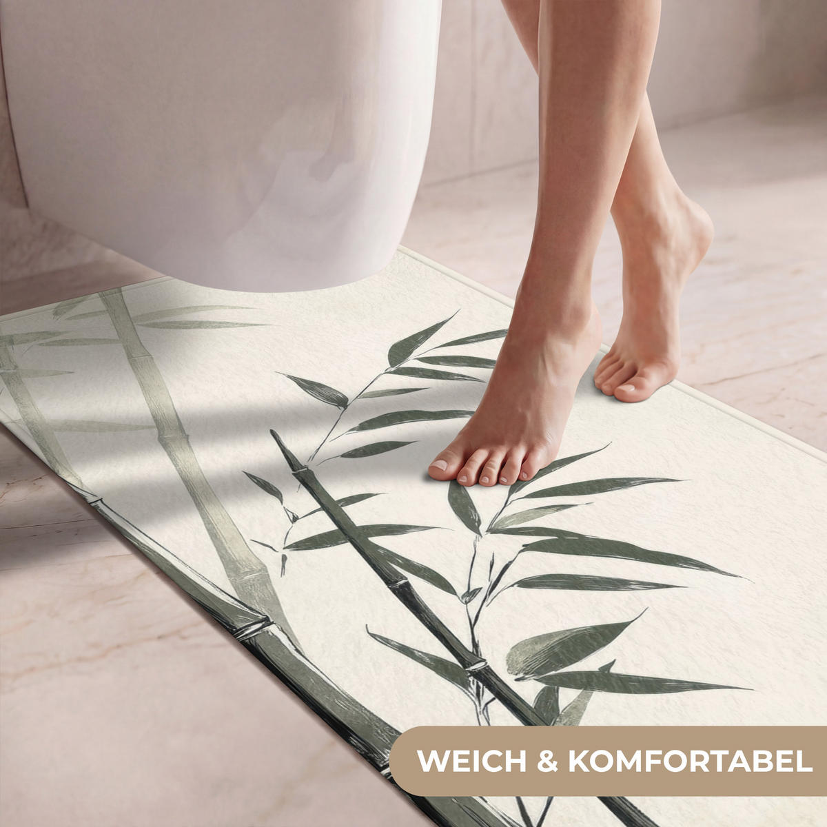 WC PŘEDLOŽKA Japandi - Bambus - béžová 60x120 cm - ecru, textil/plast (60/1cm) - OnlyWow