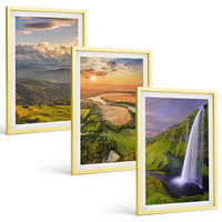 BILDER SET 3er Set - 40x60 cm Goldrahmen - Gebirgsflüsse, Wasserfälle, Natur - Goldfarben, Kunststoff (40/60cm) - TULUP
