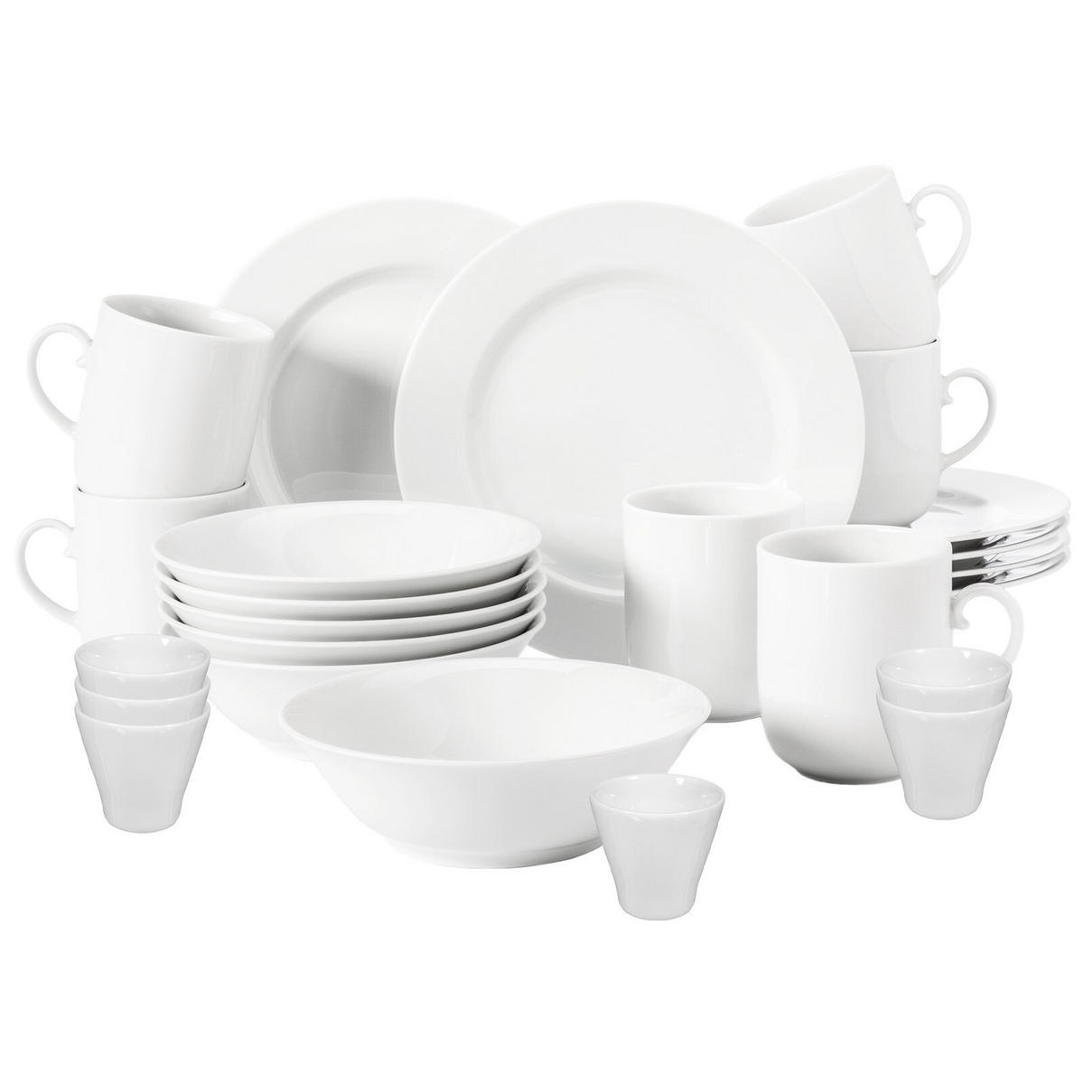 FRÜHSTÜCKS-SET Rondo/Liane weiß 24er Set - Weiß, Keramik (1/1/1cm) - Seltmann Weiden