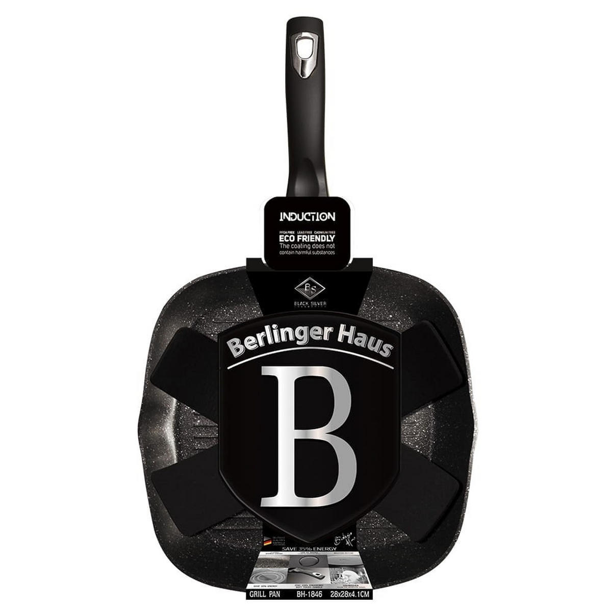 GRILLPFANNE Schwarz 28/28/4.1 cm BH1846 - Schwarz, Metall (28cm) - Berlinger Haus