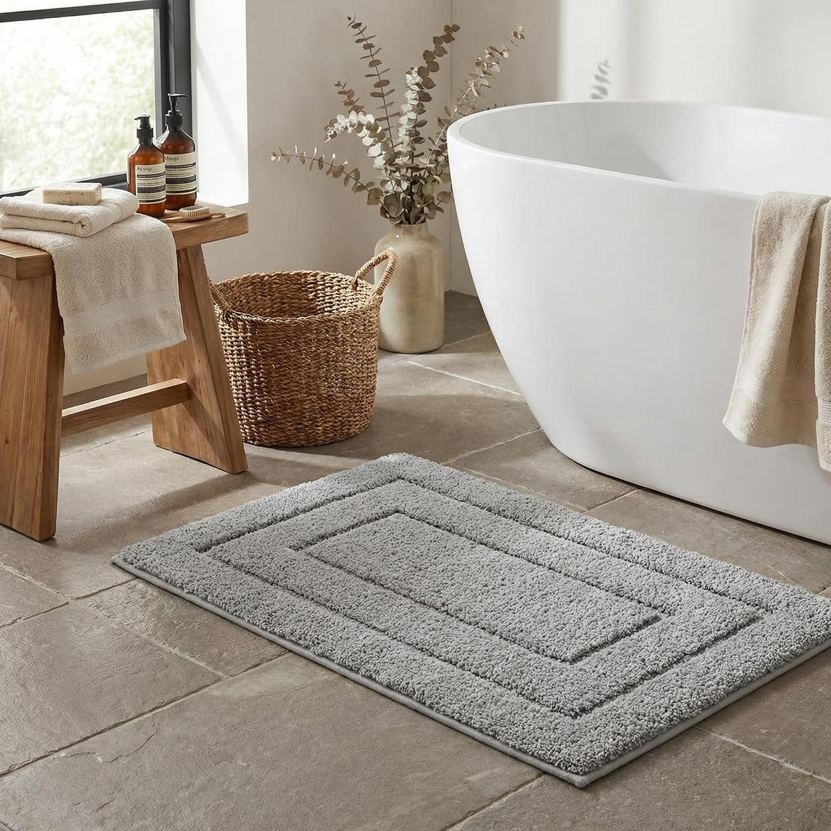 BADEMATTE - 40*60cm - Grau - Grau, Textil (40/60cm)