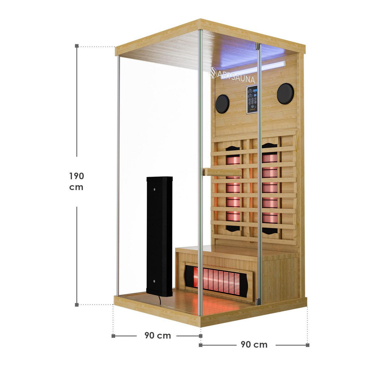 INFRAROTKABINE Göteborg mit Vollspektrumstrahlern - Naturfarben, Holz (90/190/90cm) - Artsauna