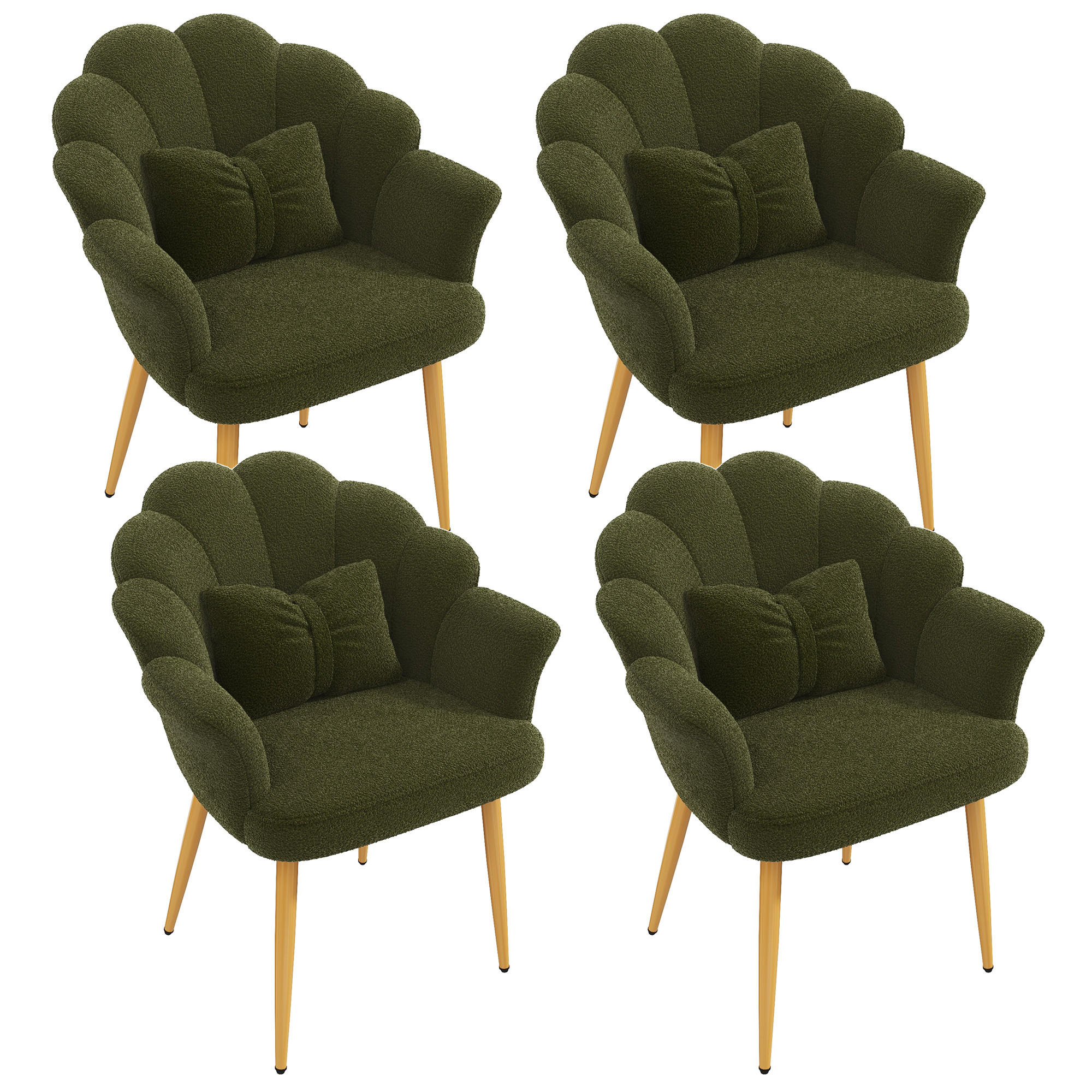 ARMLEHNSTUHL-SET 4 Stück, Blütenblatt-Design, DE-42136, Grün - Grün, Holzwerkstoff (65.5/85/64cm) - ComfortXL