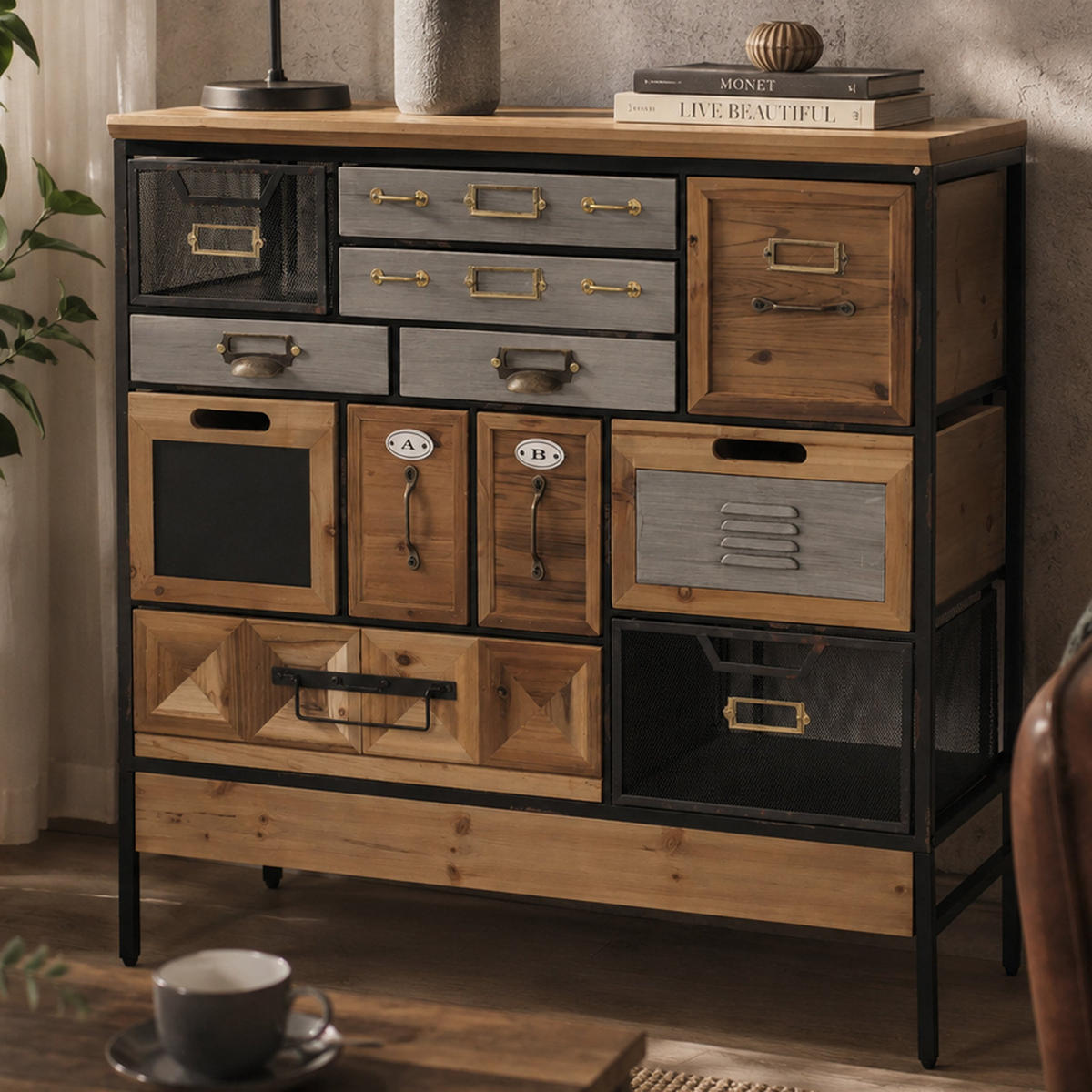 APOTHEKERKOMMODE Multicolor - Multicolor, Holz (84/85/36cm) - MCW