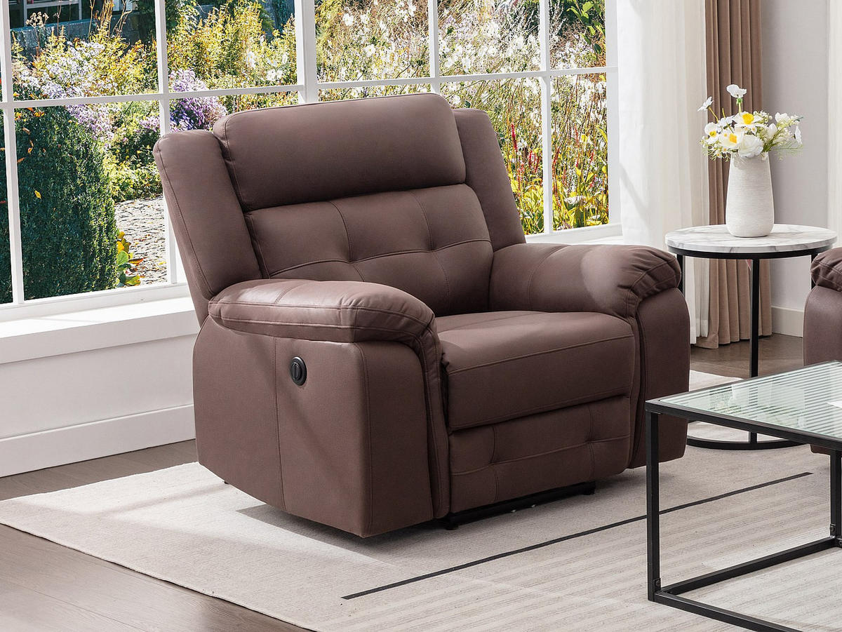 RELAXSESSEL - 1 Person - Stoff, Stoff - Braun - - Braun, Textil (103/102/97cm) - Vente-Unique