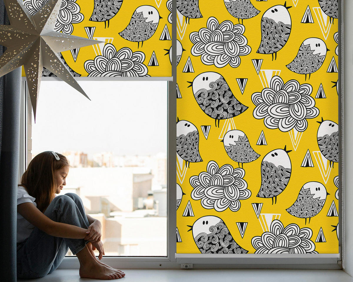 VNÚTORNÁ roleta - okenná roleta - roleta - 70x140 cm - Vtáky - sivá, plast (70/140/0.5cm) - TULUP