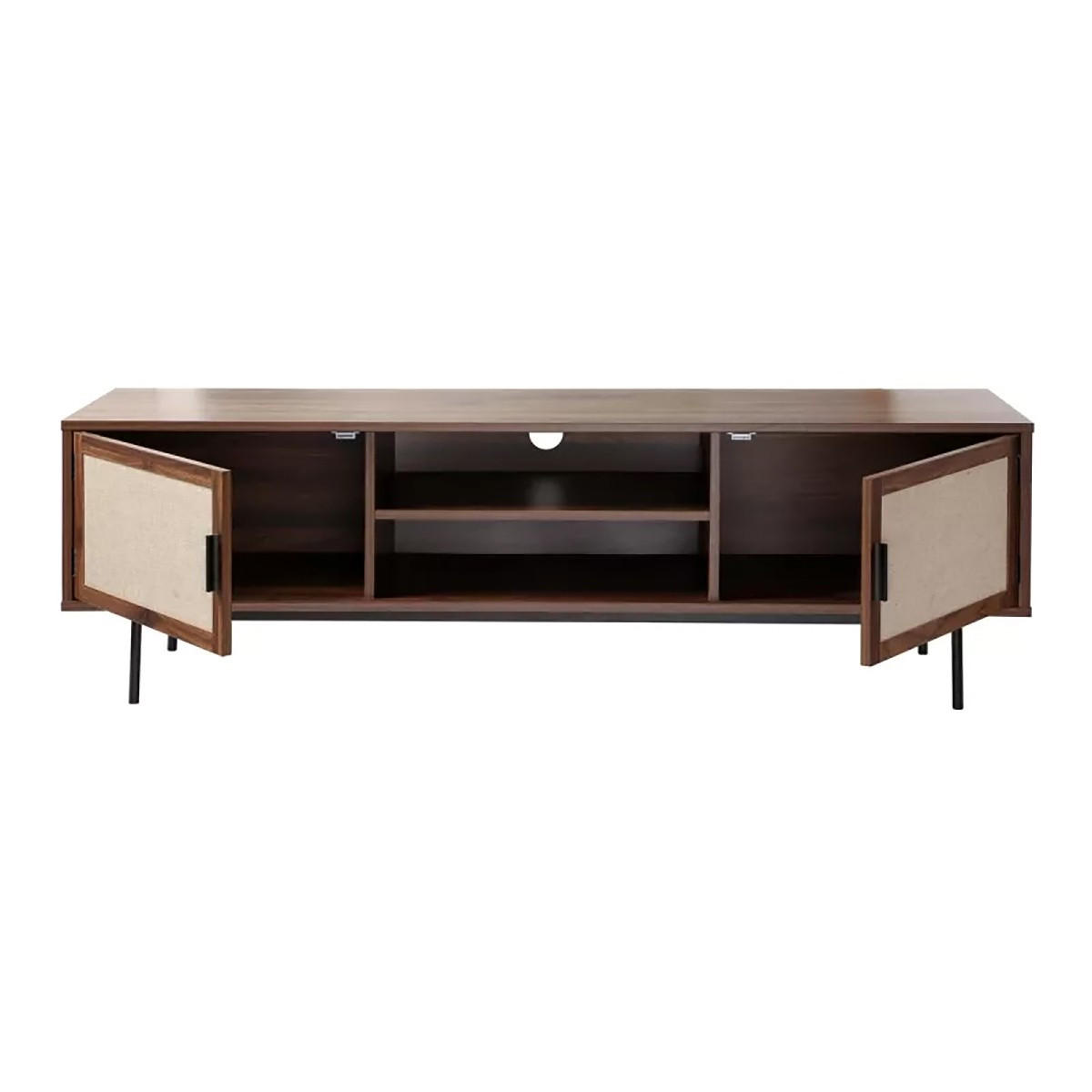 TV-MÖBEL in walnussdekor mit fronten aus stoff jetson 140/39,5/45 cm - Nussbaumfarben, Holzwerkstoff (140/45/39.5cm) - Calicosy