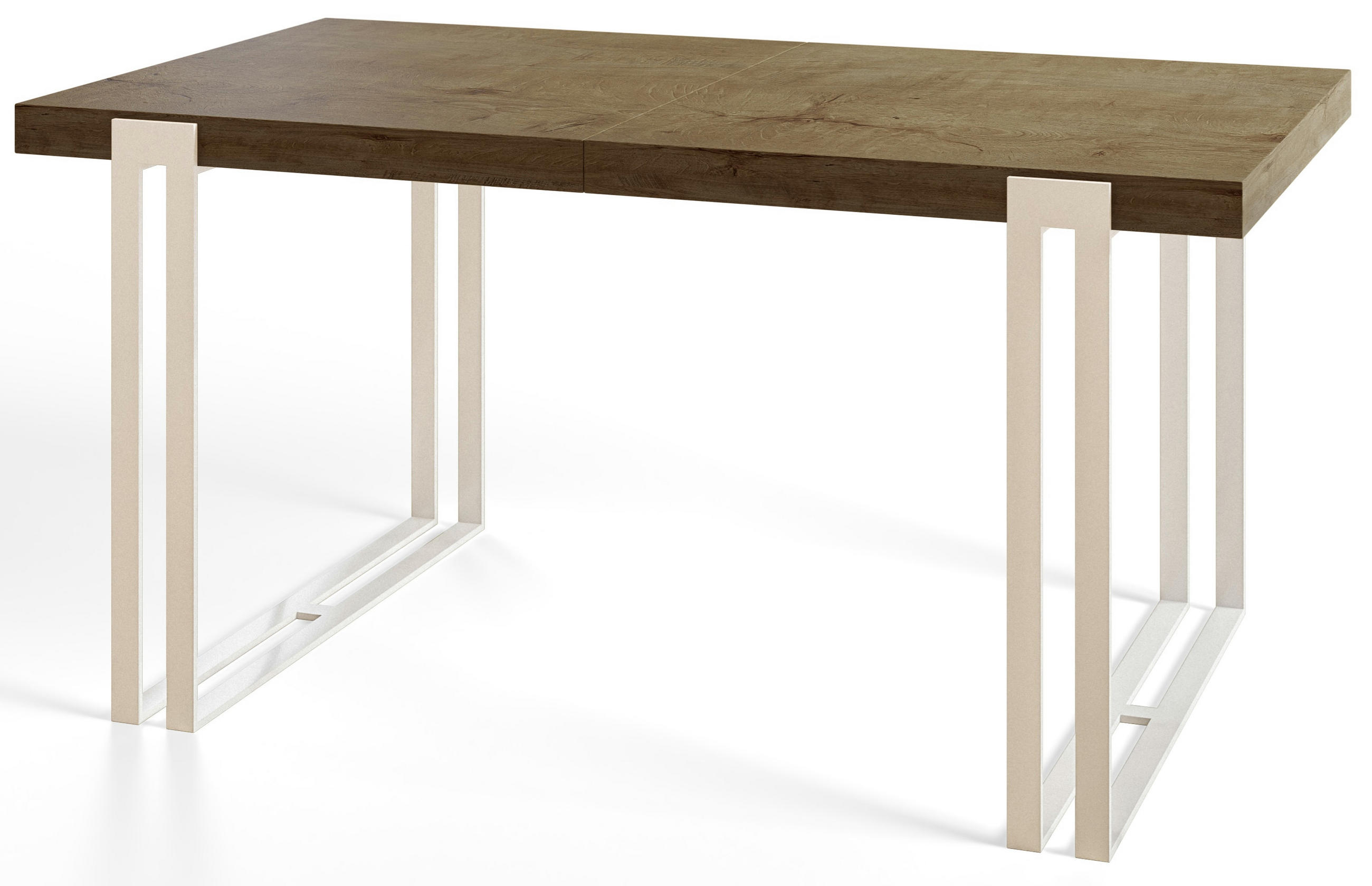 ESSZIMMERTISCH ROSA, ausziehbarer Tisch 180-280X90X77 cm, Farbe: LEFKAS, mit Metallbeinen in Farbe Weiß - Dunkelbraun/Weiß, Holzwerkstoff (180/90/77cm) - Alpi-Möbel