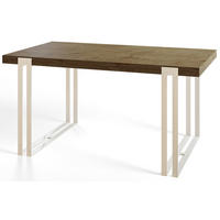ESSZIMMERTISCH ROSA, ausziehbarer Tisch 140-240X80X77 cm, Farbe: LEFKAS, mit Metallbeinen in Farbe Weiß - Dunkelbraun/Weiß, Holzwerkstoff (140/80/77cm) - Alpi-Möbel