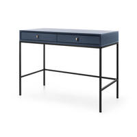 KONSOLENTISCH Molly Dunkelblau, Schwarze Beine, Schminktisch mit Schubladen - Schwarz/Dunkelblau, Holzwerkstoff/Metall (50/104/78cm) - Bettso