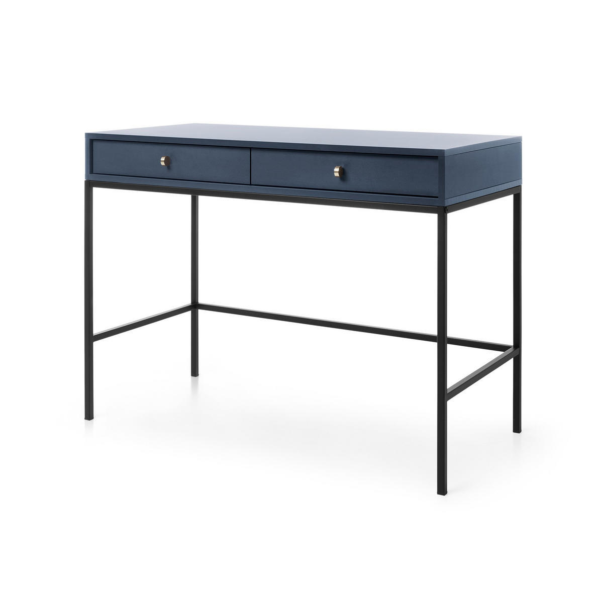 KONSOLENTISCH Molly Dunkelblau, Schwarze Beine, Schminktisch mit Schubladen - Schwarz/Dunkelblau, Holzwerkstoff/Metall (50/104/78cm) - Bettso