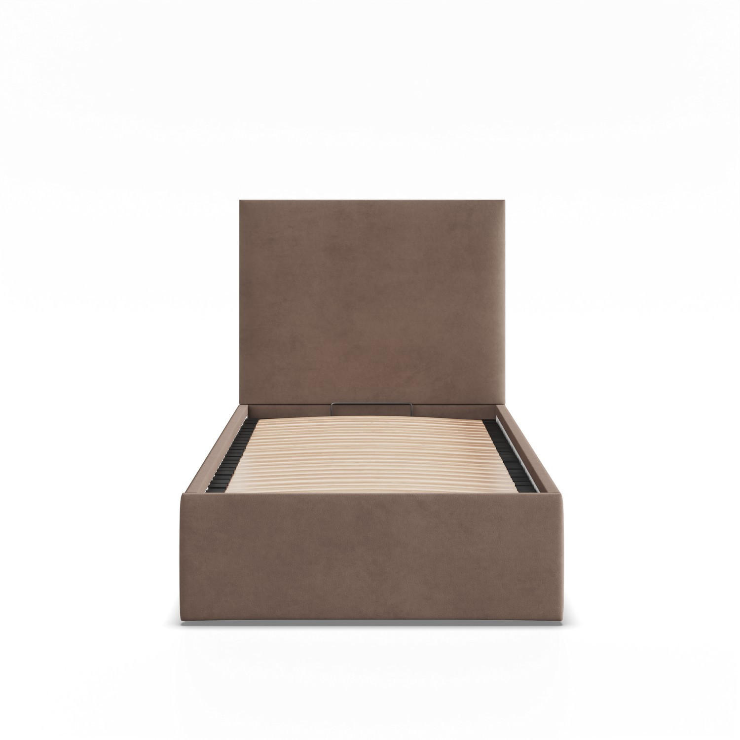 POLSTERBETT MIT KOPFTEIL 90x200 mit Bettkasten PAOLA, Braun - Braun, Textil (90/200cm) - Mebligo