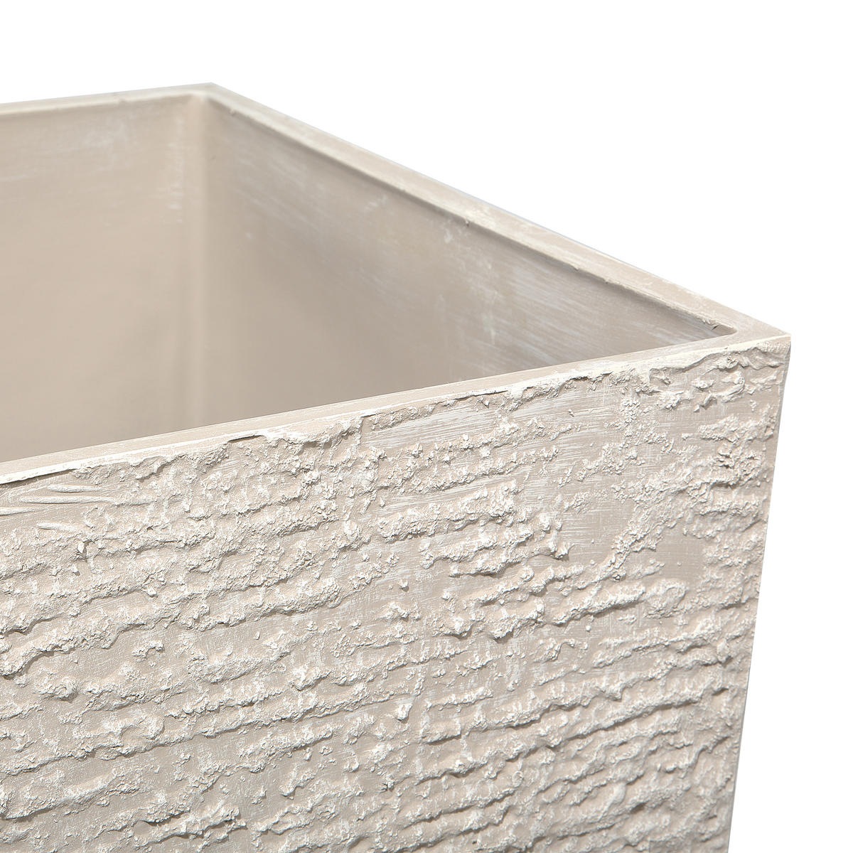BLUMENTOPF hellbeige quadratisch 35/35/70 cm Gaza - Beige, Stein (70cm) - Beliani