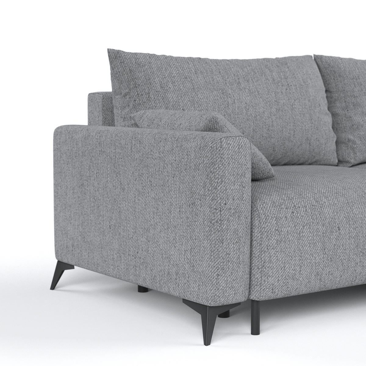 ECKSOFA NUVIO mit Schlaffunktion Grau im Neve Stoff - Schwarz/Grau, Holz/Holzwerkstoff (239/148cm) - AltaBeds