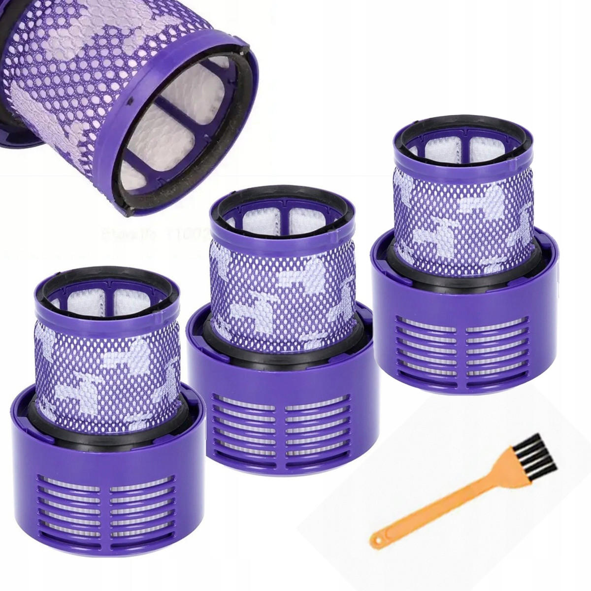 FILTER V11 V15 SV14 - HEPA Ersatzfilter, waschbar, 3er-Set, Reinigungsbürste, Ø 8,5 cm - Multicolor, Kunststoff/Metall (23/8/12cm)