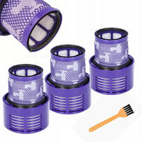 FILTER V11 V15 SV14 - HEPA Ersatzfilter, waschbar, 3er-Set, Reinigungsbürste, Ø 8,5 cm - Multicolor, Kunststoff/Metall (23/8/12cm)
