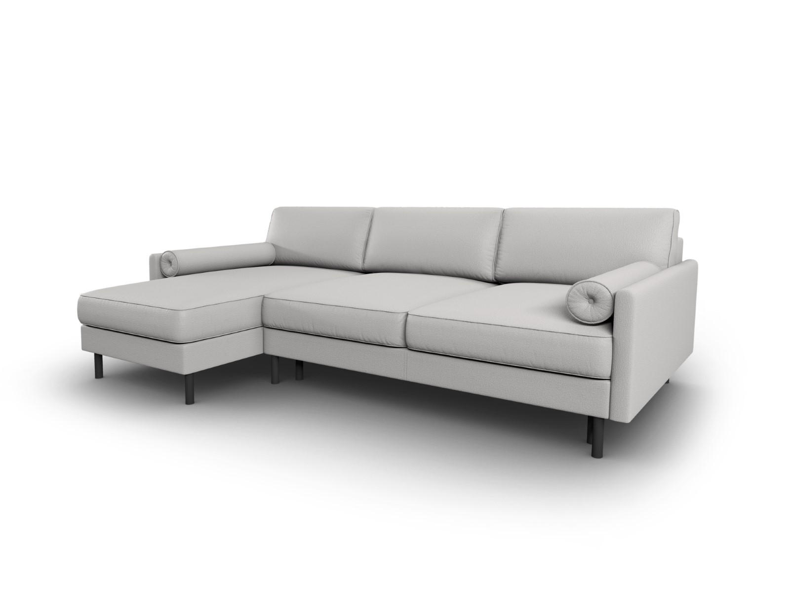 AUSKLAPPBARES-ECKSOFA links mit Container Scott aus strukturiertem Stoff hellgrau 5 Sitzplätze - Hellgrau, Textil (142/212cm) - Micadoni