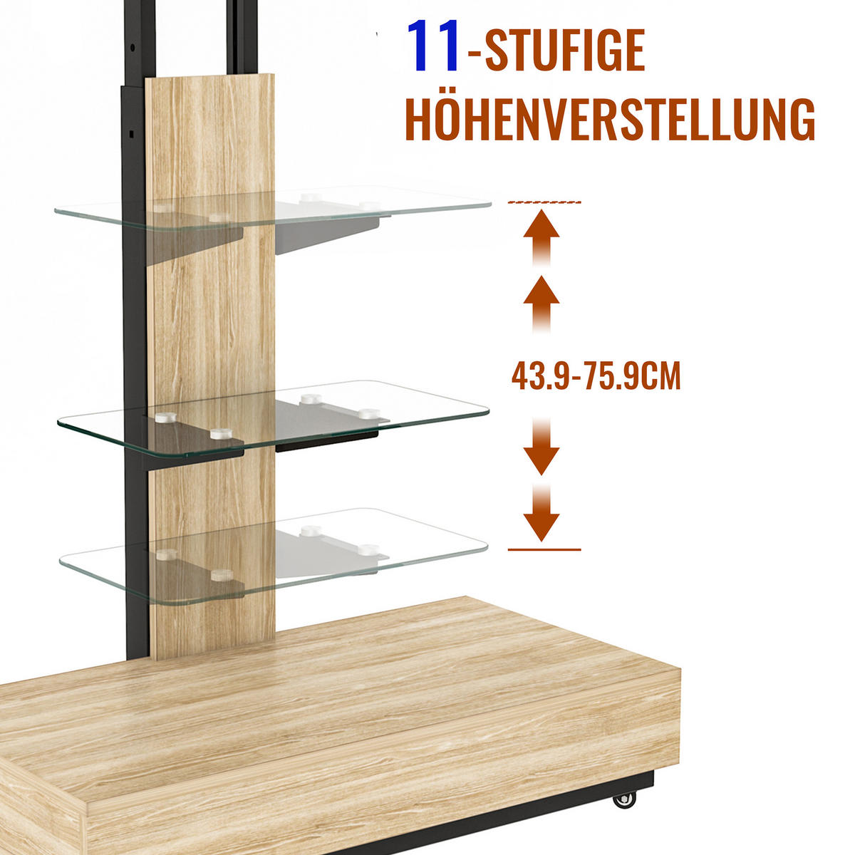 TV-ELEMENT 180/40/125-174.3 cm Naturholz mit Naturholz - Naturfarben, Holz (80/174.3/40cm) - Oxeza