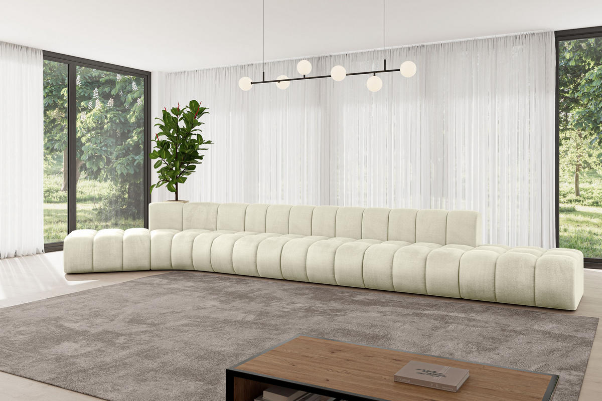 ECKSOFA modulares Sofa Solven-L3 - 562x174x70 cm Beige - Beige, Holzwerkstoff/Textil (562/174cm) - ALTDECOR
