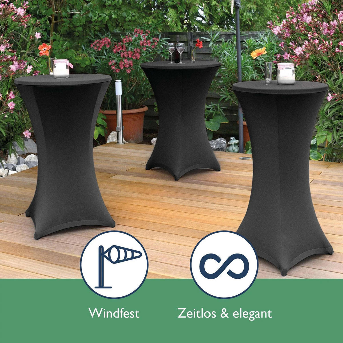 STEHTISCH Bellini Ø 70cm Grau mit Stella Stehtischhusse Ø 70cm Schwarz - Schwarz, Metall (70/70/110cm) - Beautissu 