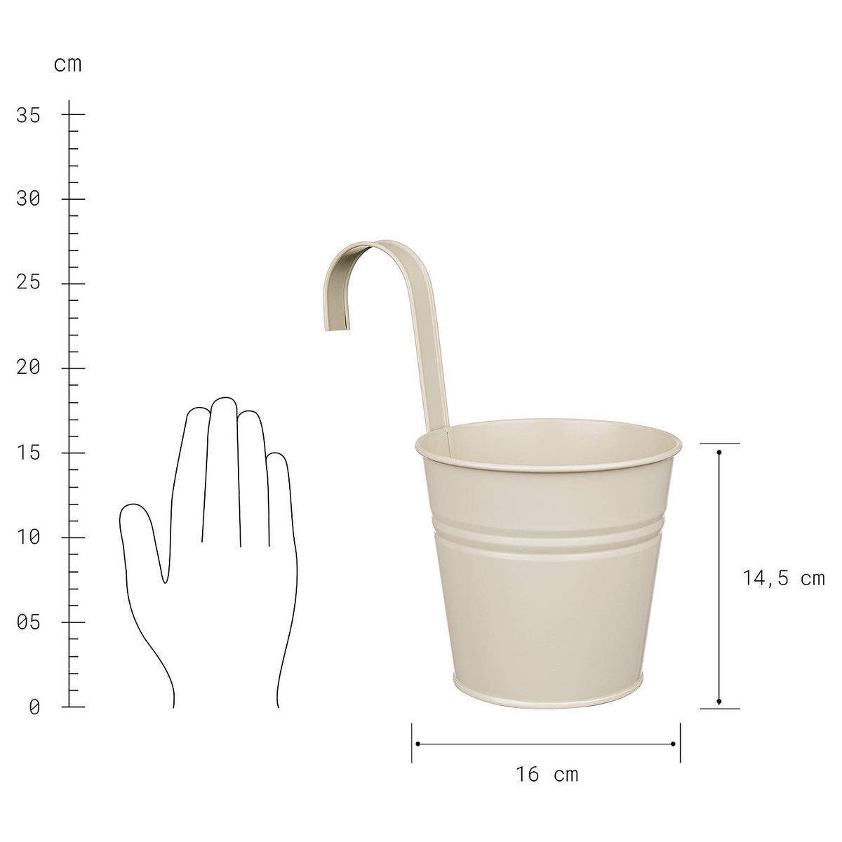 HÄNGETOPF (6er Set) Zinc - Beige, Metall (15cm) - Butlers