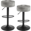 BARHOCKER 2er Set, drehbar, Samt, Hellgrau - Hellgrau/Schwarz, Textil/Metall (39/60.5/39cm) - Woltu