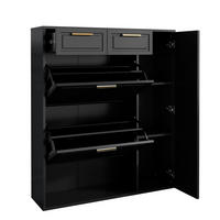 SCHUHSCHRANK 95/24/107 cm in Schwarz mit 2 Schubladen und verstellbaren Böden - Schwarz, Holzwerkstoff (95/107/24cm) - BEAOK
