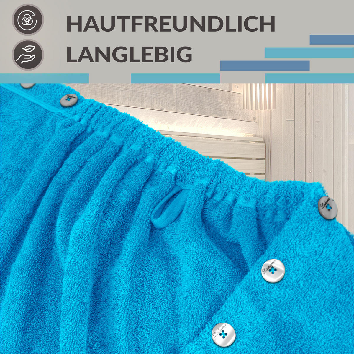 SAUNAKILT Dame Lugano Aquamarin - Blau, Textil (150/75cm) - Lashuma