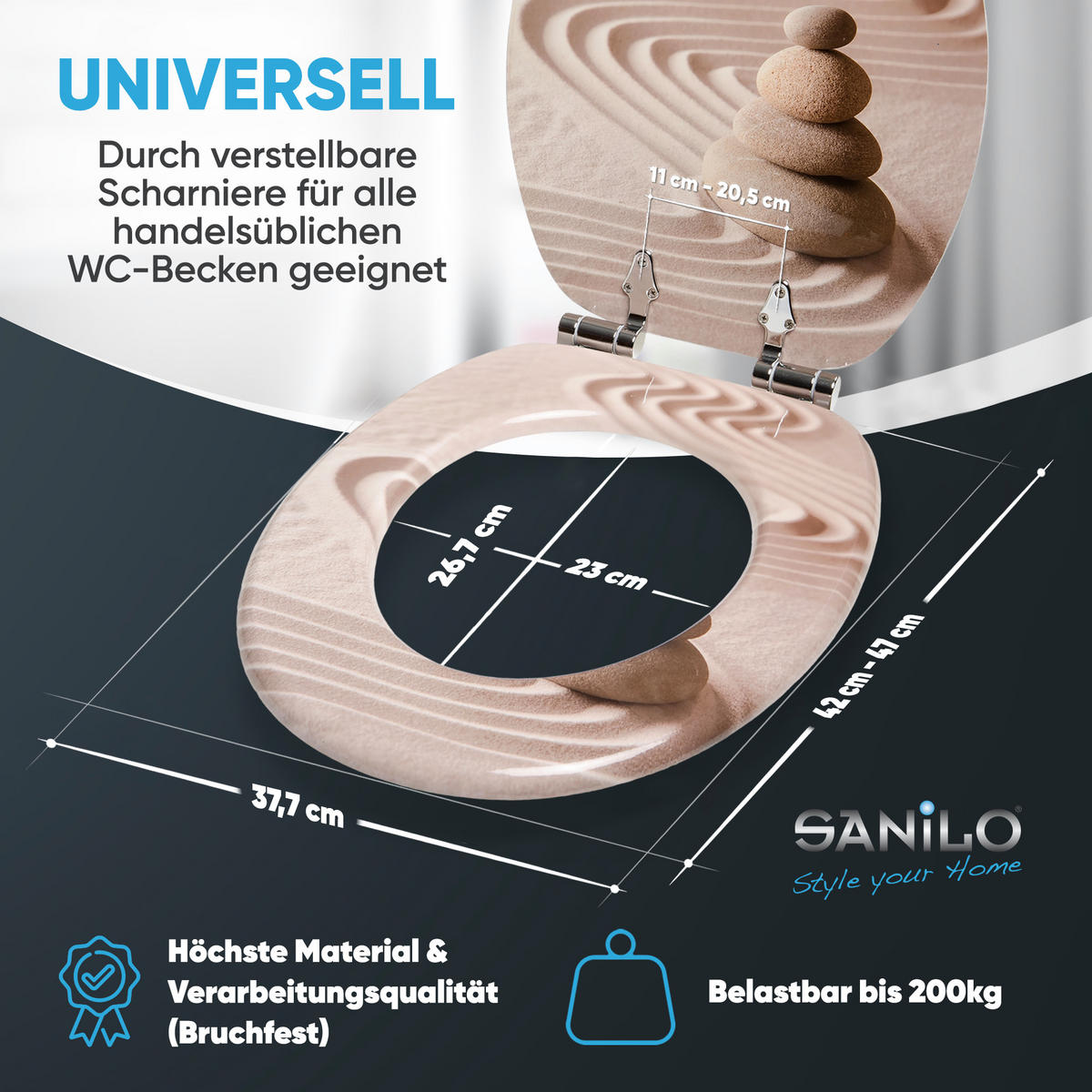 WC-SITZ mit Absenkautomatik Zen - Braun, Holzwerkstoff (38/6/47cm) - Sanilo