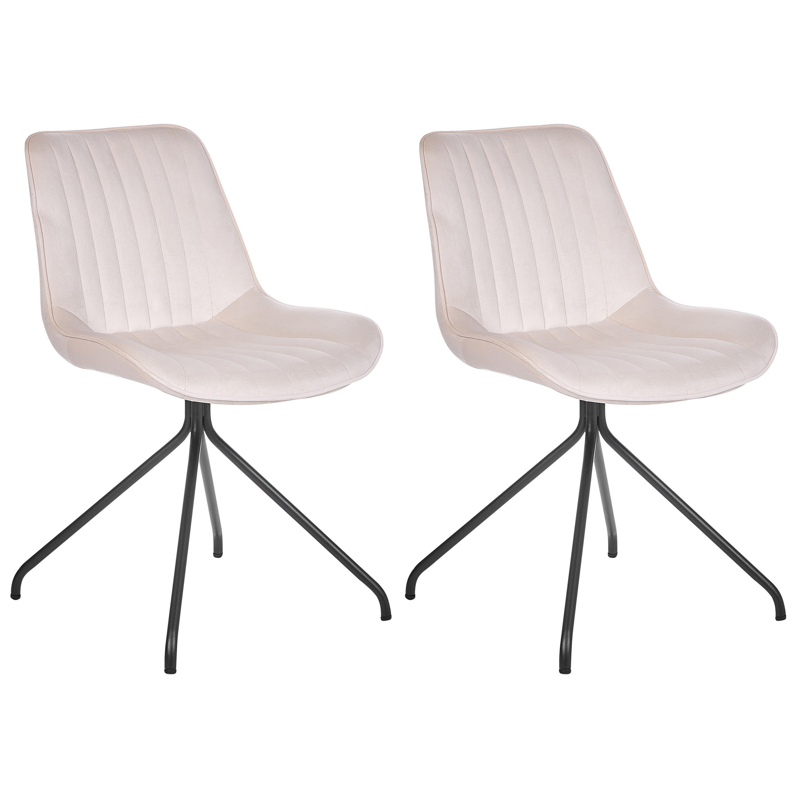 JÍDELNÍ ŽIDLE sada 2 ks Sametová látka Béžová Navasota - béžová, kov/textil (47/83/62cm) - Beliani
