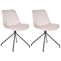 JÍDELNÍ ŽIDLE sada 2 ks Sametová látka Béžová Navasota - béžová, kov/textil (47/83/62cm) - Beliani