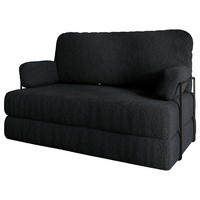 BETTSOFA KESTE aus Schaumstoff Bucle-Stoff Schwarz Schlaffunktion - Schwarz, Textil (140/86/60cm) - MASSENO