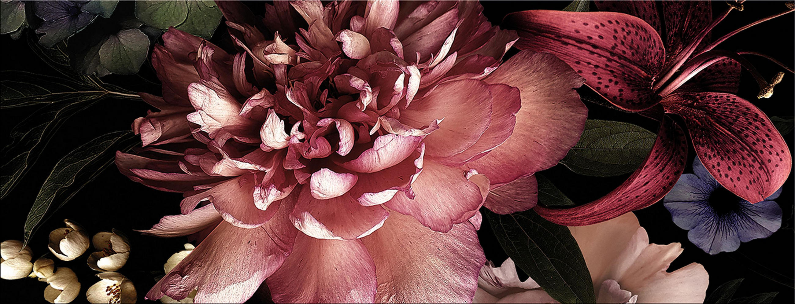 artissimo Glasbild Rosa, Schwarz 80x30 cm