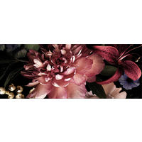 GLASBILD 80x30 cm Vintage Blumen dunkel - Schwarz/Rosa, Glas (80/30cm) - artissimo