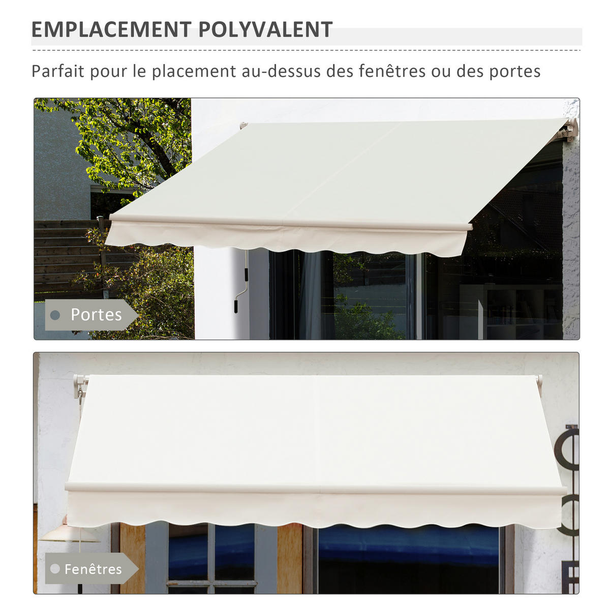 MARKISE DE-13901 mit Kurbel, manuell 295 / 245 cm, Winkel 45°-85° Creme - Creme, Metall (245/1/295cm) - ComfortXL