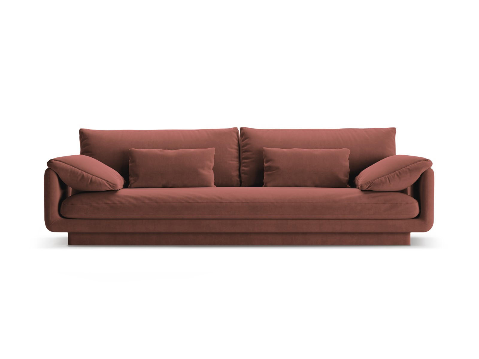 SOFA Torino aus Samt cuoio 4 Sitzplätze - Kastanienfarben, Textil (250/83/103cm) - Micadoni