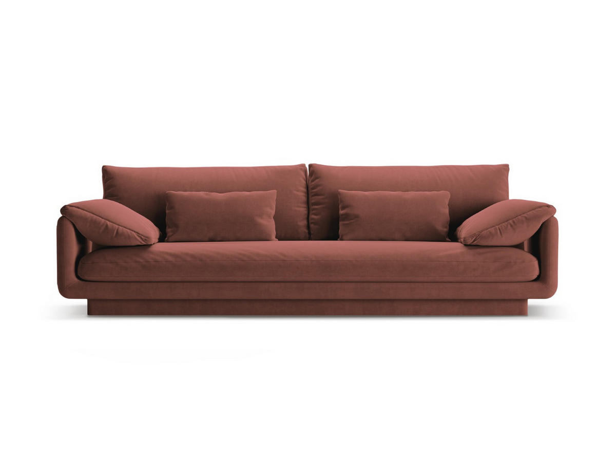 SOFA Torino aus Samt cuoio 4 Sitzplätze - Kastanienfarben, Textil (250/83/103cm) - Micadoni