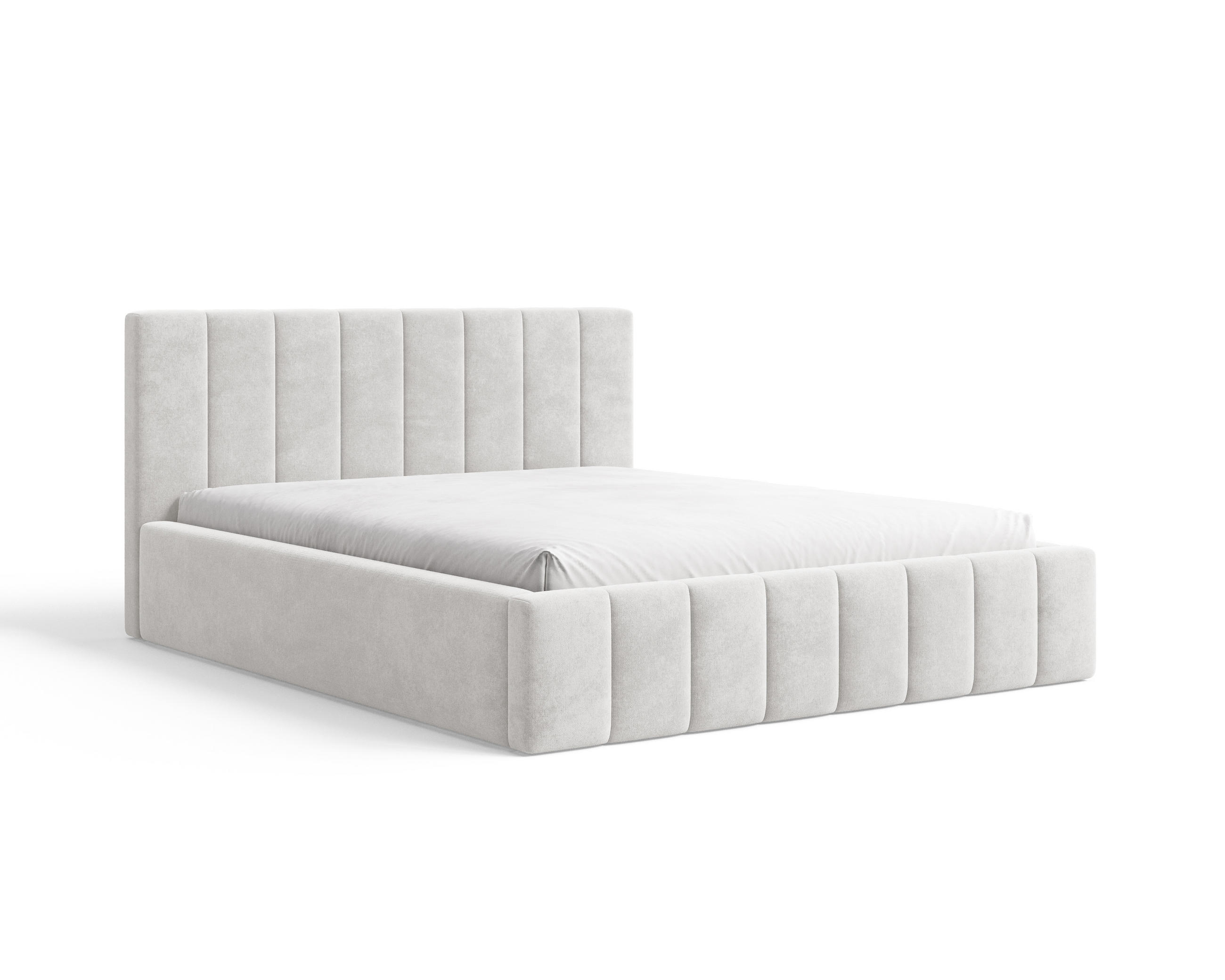 POLSTERBETT 01 140 x 200 cm – Flow – Bett mit Federmechanismus und Stauraum - Weiß, Holz (158/220cm) - ROYAL24_MARKT