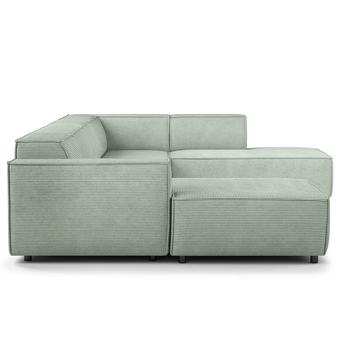 WOHNLANDSCHAFT mit Longchair & Ottomane - Schwarz/Mintgrün, Kunststoff/Textil (369/70/234cm) - home24