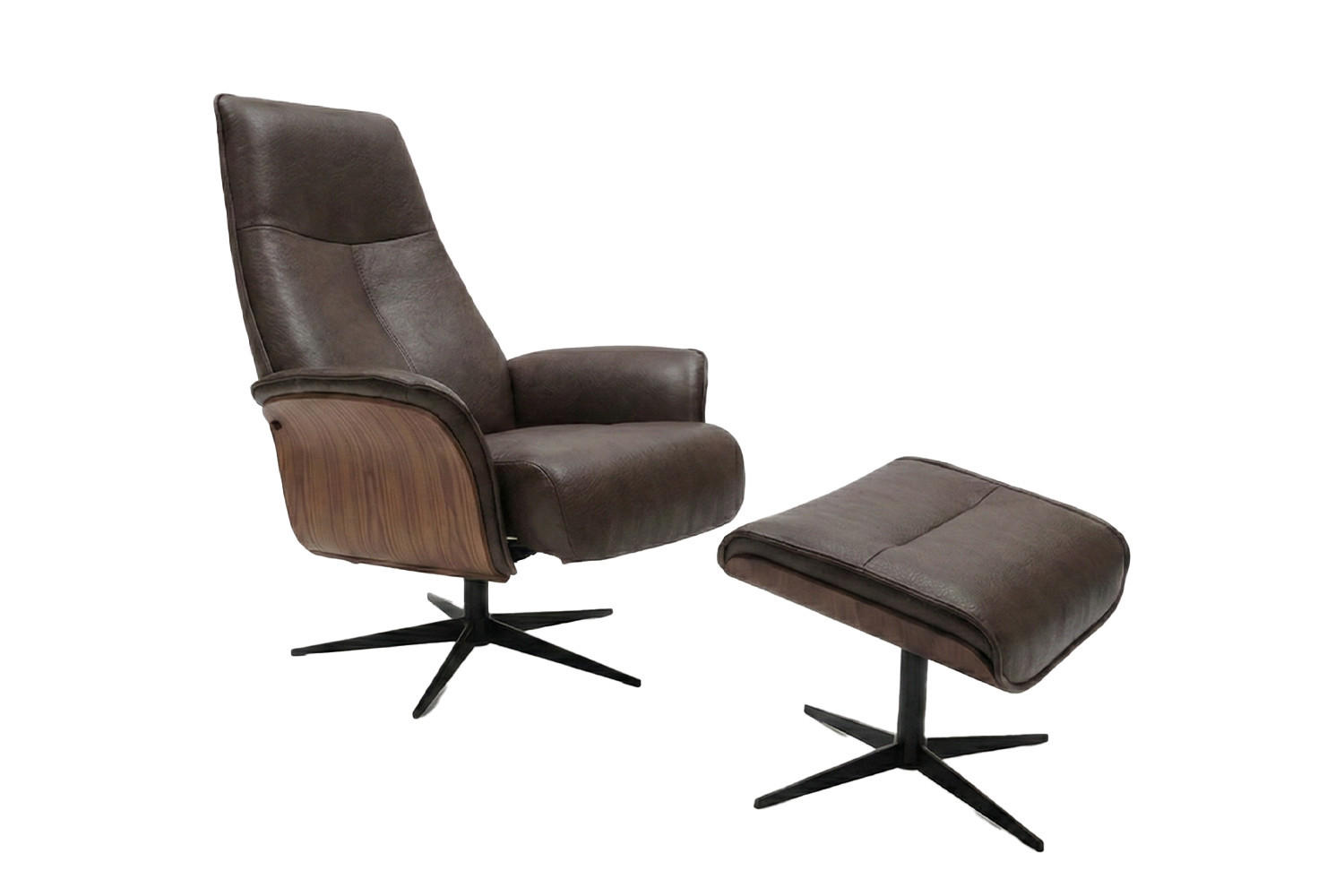 RELAXSESSEL FERREIRA Anthrazit Lederfaserstoff Relaxfunktion - Anthrazit/Schwarz, Leder/Metall (78/106/84cm) - KAWOLA