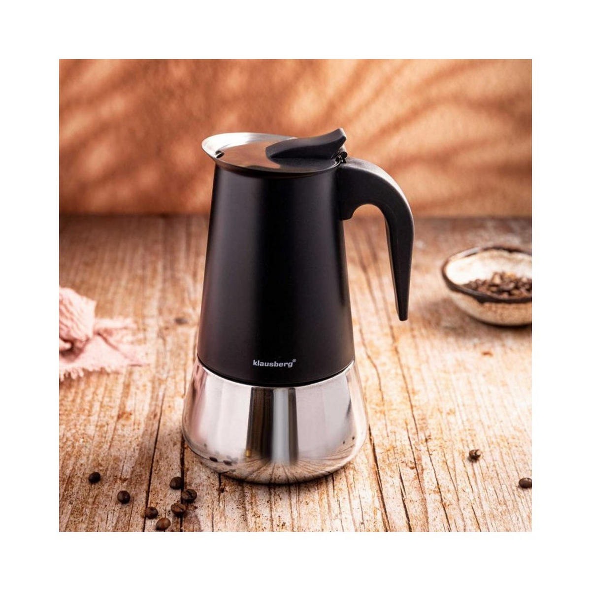 ESPRESSOKOCHER Schwarz 12.6/15.1/21.7 cm KB7846 - Schwarz, Metall (15.1/21.7/12.6cm) - Klausberg 