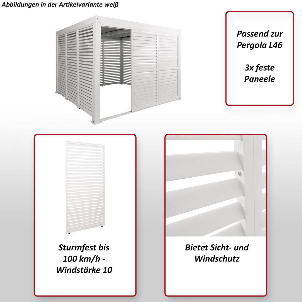 PANEELE FÜR PERGOLA 3ER-SET Weiß 3er-Set-Set - Weiß, Metall (271/204/4cm) - MCW