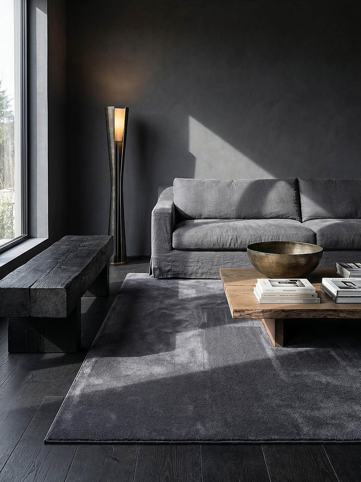 KURZFLORTEPPICH Antirutsch Uni DOUBS Polyester Anthrazit 200 x 280 cm - Anthrazit, Textil (200/280cm) - KADIMA DESIGN
