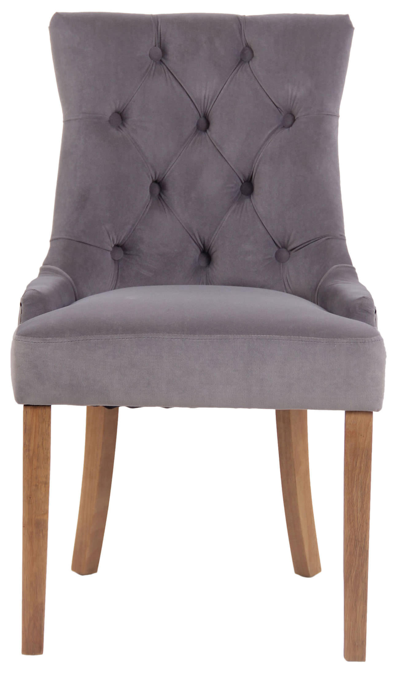 WOHNZIMMERSTUHL 4er Set Samt grau - Naturfarben/Grau, Holz/Textil (55/92/58cm) - CLP
