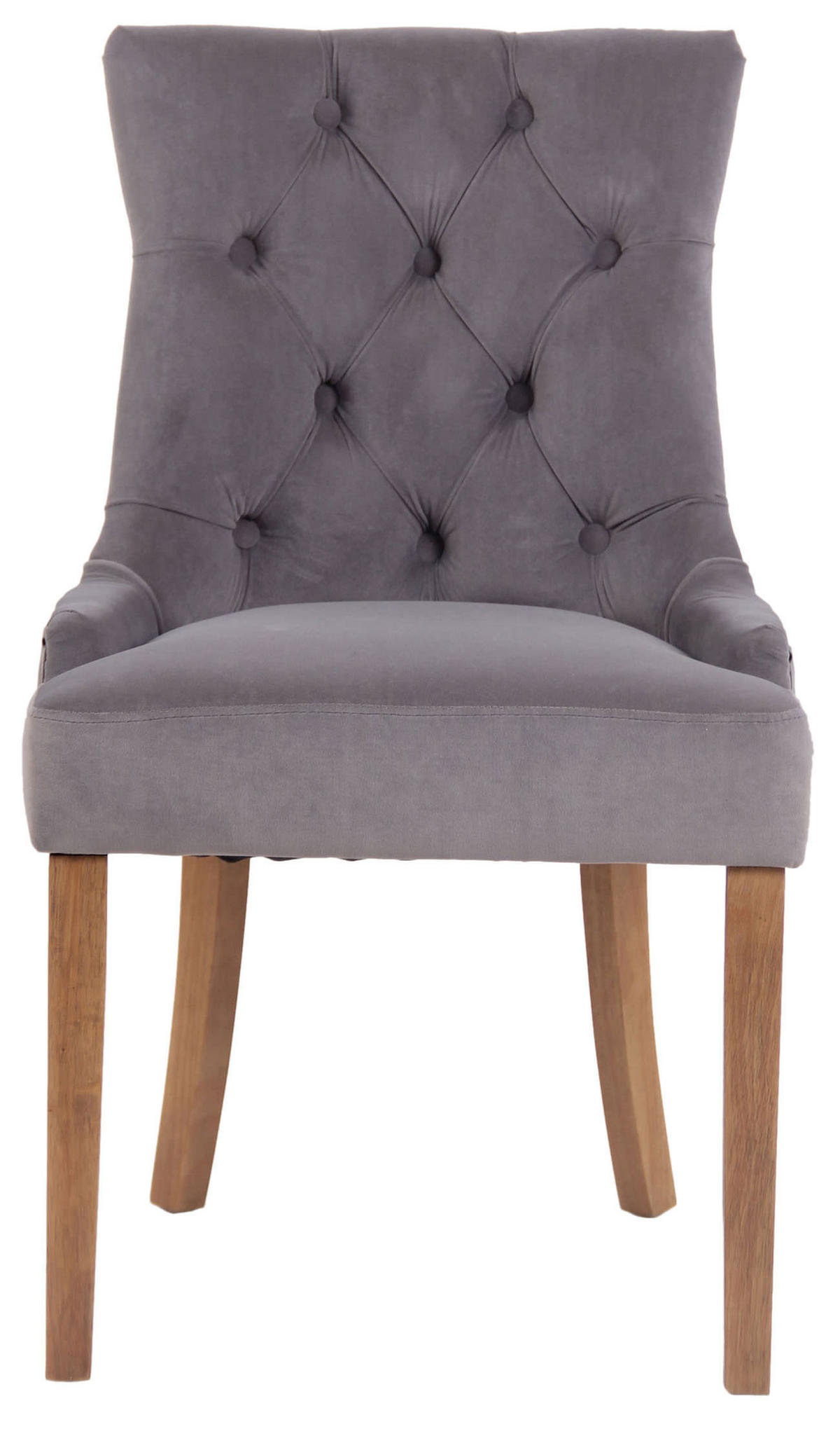 WOHNZIMMERSTUHL 4er Set Samt grau - Naturfarben/Grau, Holz/Textil (55/92/58cm) - CLP