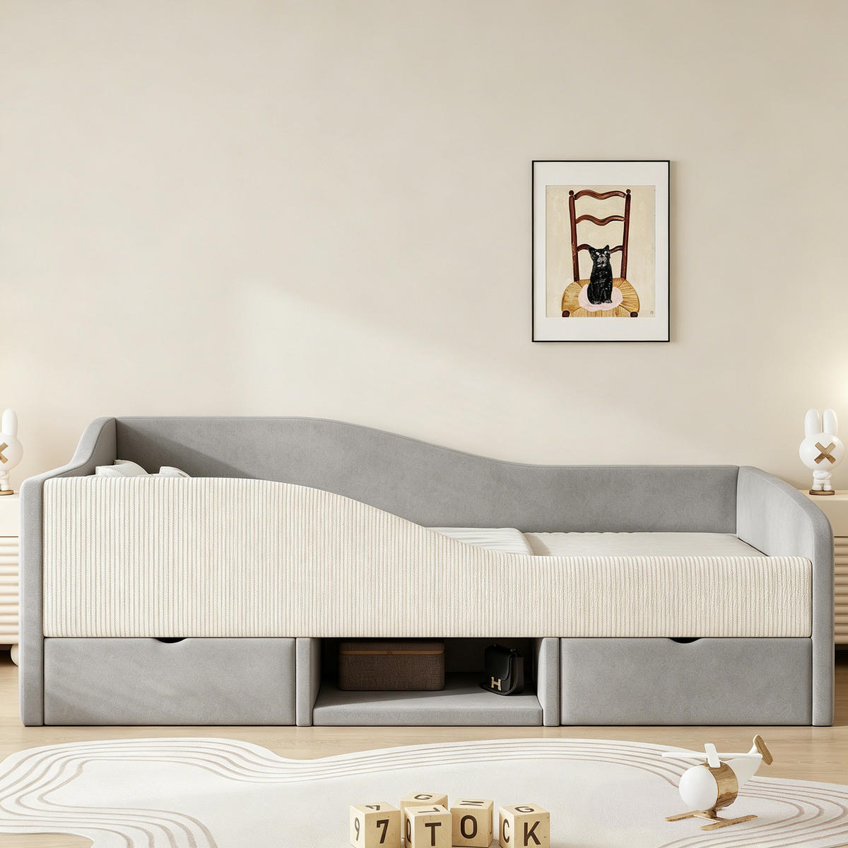 KINDERBETT 90/190 cm Grau - Grau, Textil