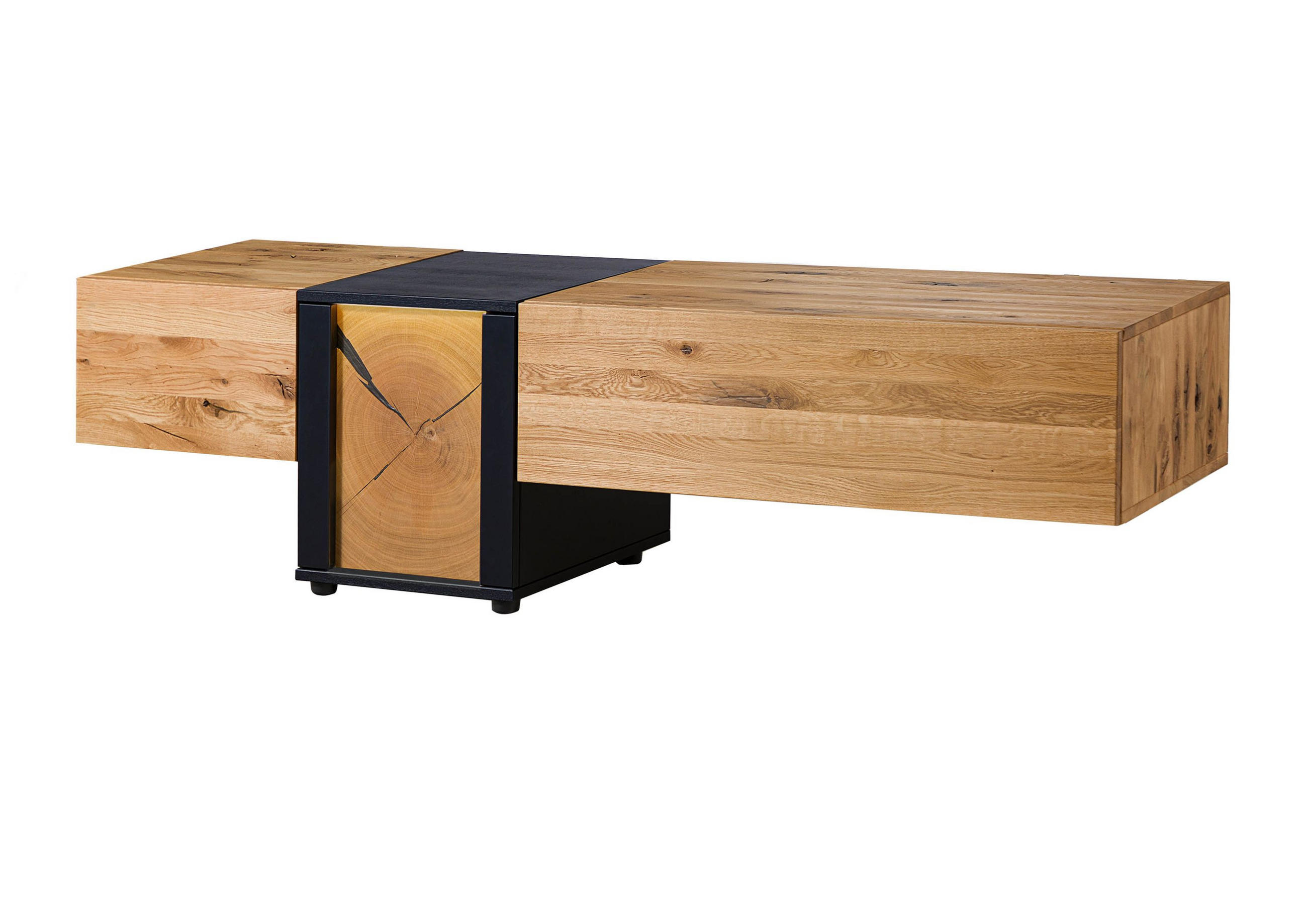 LOWBOARD Wildeiche 170x52x52 natur geölt/lackiert KITZBÜHEL #112 - Braun, Holz (170/52/52cm) - Massivmoebel24