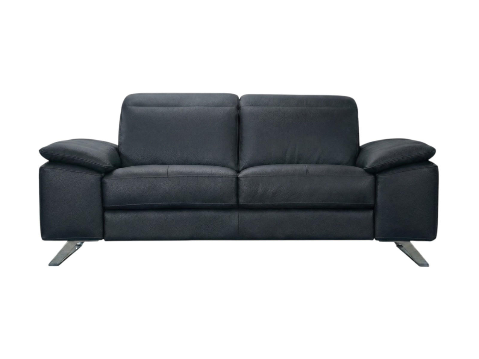 3-SITZER Sofa Genius Echtleder Schwarz - Schwarz, Leder/Metall (220/80/104cm)