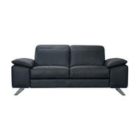3-SITZER Sofa Genius Echtleder Schwarz - Schwarz, Leder/Metall (220/80/104cm)
